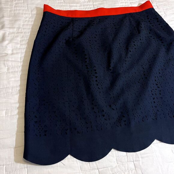 Pixley Skirt Womens L Blue Red Back Zip Lined Polyester Blend- 5649 - Picture 2 of 13